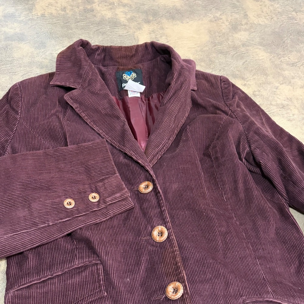 Panther Corduroy Blazer Womens 15/16 Burgundy Vintage Union Made in USA Jacket